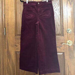 Loft Petite Palmer Wide Leg Pants - Garnet Brushed Corduroy - Size 4